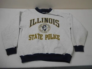 Vintage 90s Illinois State Police Sweatshirt Crewneck Spell Out Graphic Gray XL - Picture 1 of 12