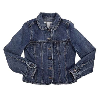 Geoffrey Beene Jean Jacket Womens 2 Costal Cowboy Blue Denim Button Front - Image 1 of 4