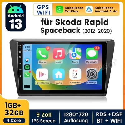 Carplay Autoradio Für Skoda Rapid Spaceback 2012-2020 GPS Navi WIFI BT DAB+ 32GB - Bild 1 von 4
