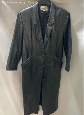 Donna Pelle женщин из черной кожи с воротником длинным рукавом Тренч размер маленький - Изображение 1 из 4