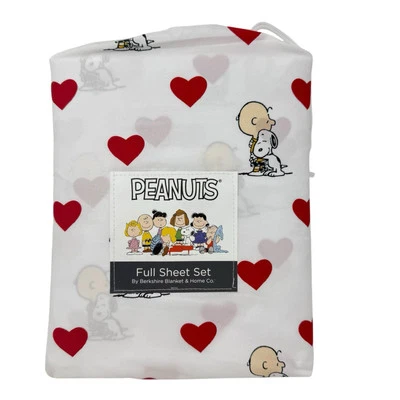 Juego de sábanas Peanuts Snoopy tamaño completo corazones rojos Charlie Brown Berkshire nuevo con etiquetas Foto 1 de 4