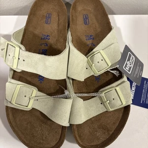Birkenstock Arizona plantare morbido scamosciato lime sbiadito taglia EU 42 Germania US 9 nuovo con etichette - Foto 1 di 6
