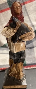 Vintage Woman Holding Animal Pig Paper Mache Mexican Folk Art Figurine 12" - Picture 1 of 10