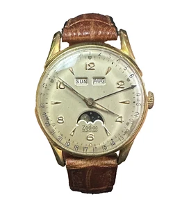 Vintage Zodiac Watch Triple-Date Calendar Moon Phase Automatic Serviced in 2022 - Picture 1 of 7