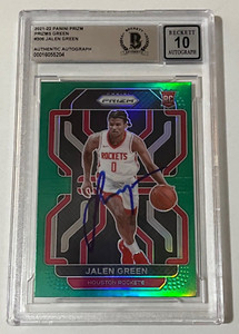 2021 Panini Prizm Jalen Green RC Prizms Green #306 BAS 10 Auto Grade Beckett NBA