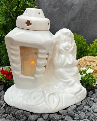 Grablampe Grablaterne Grableuchte Engel Grabengel Grabschmuck Grablicht Kerze - Bild 1 von 3