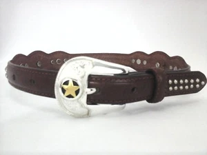 Tony Lama Belt Brown Leather w Stars, Crystals, Studs Western Rodeo Youth 22 $54 - Picture 1 of 5