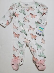 NWT Carters,Child Mine Footed Snap SLEEPER Girls Sleep&Play Cotton White UNICORN