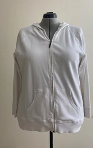 H&M Plus Size 3X White Sweatshirt 100% Cotton w Zipper & Hood - Picture 1 of 11