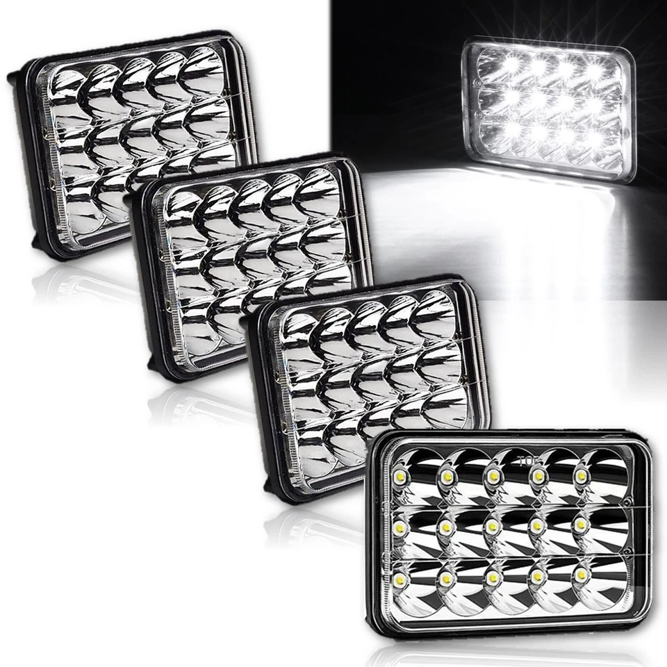 Juego de faros de haz sellado cristalino bombillas LED PUNTO 4x6" Foto 1 de 4