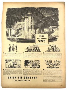 1945 UNION OIL Company of California World War II Vintage Printed Ad 14x10" - Picture 1 of 1