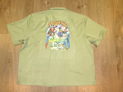 Good Life~ Camisa de campamento de manga corta verde con botones delanteros "Parrot Party" para hombre ~ 4XL Foto 1 de 4