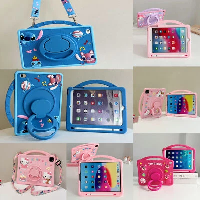 Cartoon Stand Cover Case For iPad 7/8/9th 10.2 Air4/5 10.9 Air6 11' With Straps - Image 1 of 4