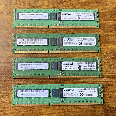 16GB 4x4GB Crucial CT51272BA1339.18FD 240pin 512Mx72 DIMM DDR3 PC3 - Image 1 of 4