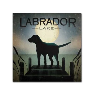 Trademark Fine Art Moonrise Black Dog Labrador Lake by Ryan Fowler Wall Decor... - Picture 1 of 7