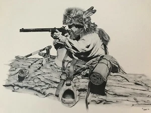 Western Art / Mountain Men "No Time for Two Shots" Druck des Künstlers Larry Bees - Bild 1 von 2