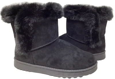 SO Women's Paulina Comfort Pull On Faux-Fur Winter Boots Black Size:8 202O - Image 1 of 4