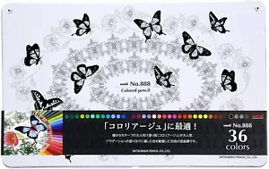 Mitsubishi Colored Pencil No.888 36 Colors K88836C Cololiage butterfly design - Picture 1 of 6