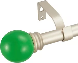 Kemmie 3/4" Decorative Window Curtain Rod with Solid Green Balls. (set of 2) - Picture 1 of 9