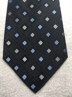 CORBATA HOMBRE JONES NEW YORK NEGRA CON AZUL Y GRIS 4 X 61 NUEVA SIN ETIQUETAS Foto 1 de 4