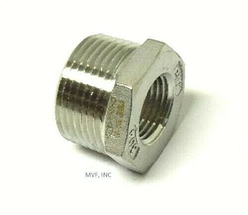 1/4" X 1/8" 150# Cast Threaded (NPT) Hex Bushing 304 Stainless Steel SS12020141 - Image 1 of 4