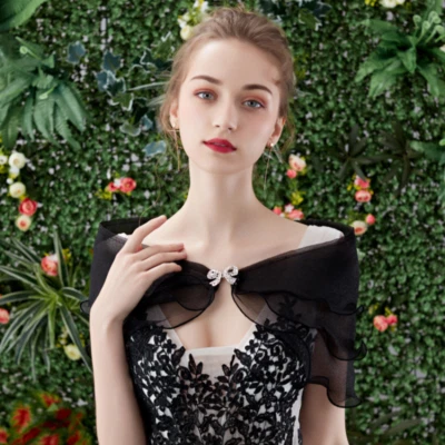 Lady Chiffon Cape Shrug Bolero Capelet Cardigan Sheer Wedding Bridal Party Decor - Image 1 of 4