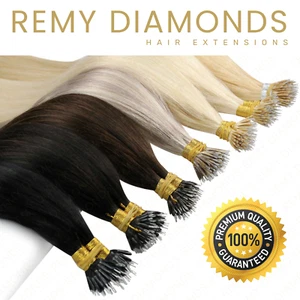 16"18"20" 1G THICK Nano Ring Bead Tips 100% Remy Human Hair Extensions Salon UK - Picture 1 of 16