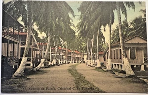 CRISTOBAL CANAL ZONE PANAMA Vintage Postkarte Avenue of Palms, Karibik Meer G3 - Bild 1 von 5