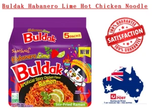New KOREAN Samyang Buldak Habanero Lime Hot Chicken Ramen 5x140g Pack Free Ship - Picture 1 of 1