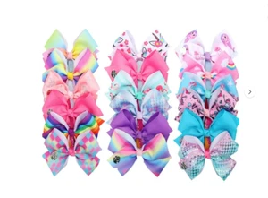 JoJo Siwa 18 Pcs Hair Bows with Unicorn and Rainbow Set For girls ages 3+ - NEW