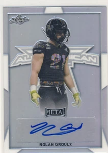 NOLAN GROULX 2019 Leaf Metal Army All American Bowl Silver /5 AUTO CHARLOTTE - Afbeelding 1 van 2