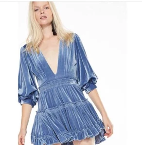 MISA Los Angeles - $599 Reem Bodysuit and Skirt in Blue Velvet - Size XS - Picture 1 of 12
