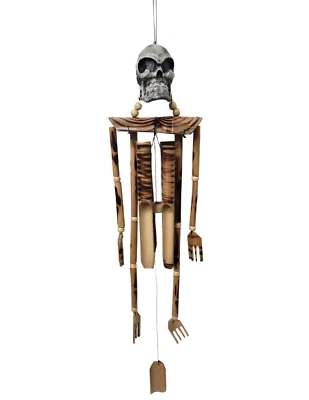 TIKI SKELETON Beautiful Bamboo Wind Chime Outdoor Garden Lanai Decor Musical Sound