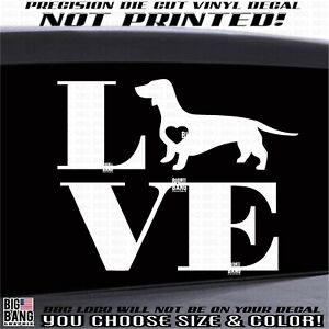 LOVE Dachshund Vinyl Decal Sticker HotDog Weiner Weenie Sausage Doxie Car Window