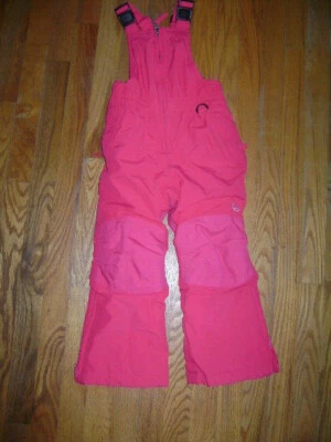LANDS' END GIRLS WINTER WARM SKI SNOW SQUALL PANTS BIB Size 4 PINK VERY CUTE - Image 1 of 4