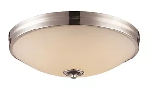 Polished Chrome Etched White Opal Glass LED Flush Mount Ceiling Light 15" - Picture 1 of 1