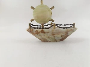 Marble Ship Sculpture 6.5 Inch of Elegance 419g - Picture 1 of 8