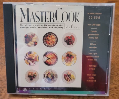 MASTERCOOK DELUXE Master Cook Windows 95 3.1 Mac 7.1 Sierra Recipe Cookbook RARE - Image 1 of 3