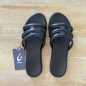 NWT NEW Olukai Women's Tiare Slide Sandal Black Women’s Size 11 Hawaiian Strappy - Picture 1 of 6