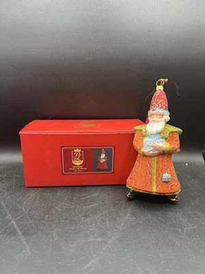 Christopher Radko Polonaise Red Santa w/ Parcel AP2353 Glass Ornament Box TAG - Image 1 of 4