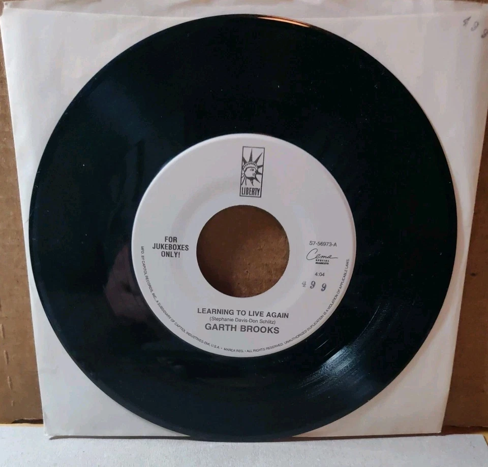GARTH BROOKS Learning to live again LIBERTY Jukebox MODERN COUNTRY 45 NM- - Image 1 of 3