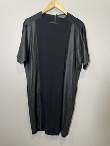 Mini Vestido Vince Negro Manga Cuero Talla S Manga Corta Minimalista Mob Wife - Imagen 1 de 12