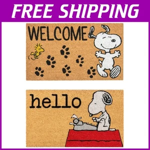 Snoopy Coir Welcome Mat Set - 2-Pack for High Traffic Areas - Picture 1 of 12