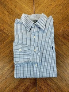 Polo Ralph Lauren camicia uomo media a quadri con bottoni Lowell sport cotone blu - Foto 1 di 9