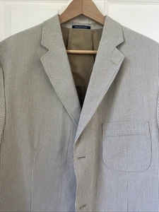Cappotto sportivo americano Bills Khakis Great taglia L marrone cotone Seersucker blazer USA - Foto 1 di 23