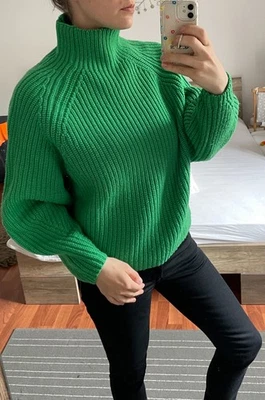 Oversized Pullover Weekday Gr. S 36 grün Pulli Winter groß voluminös strick knit - Bild 1 von 4