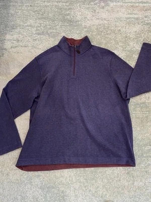 Johnston & Murphy Reversible Solid Quarter-Zip 3XL Plum/Blue With Dusty Rose - Image 1 of 4