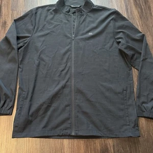 Travis Mathew Windbreaker Lightweight Jacket Mens 2XL Black Full Zip Cinch - Picture 1 of 12