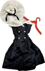 1962 Barbie After Five schwarzes Kleid & weißer Hut #934 Vintage 60er Outfit - Bild 1 von 8