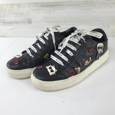 ZAPATOS DEPORTIVOS KARL LAGERFELD CATE PINS CON CORDONES PARA MUJER TALLA EE. UU. 7,5 CUERO NEGRO Foto 1 de 4